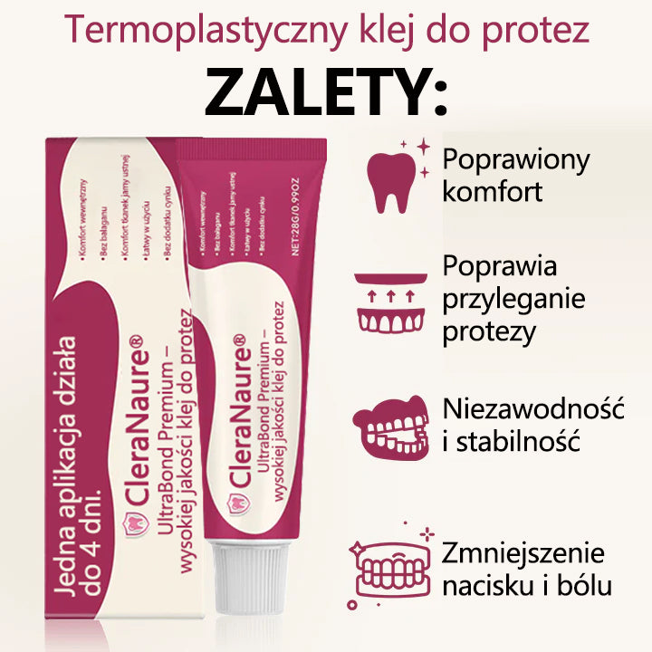 🔥CleraNaure® UltraBond Premium Klej do protez dentystycznych 🔥 Klinicznie udowodniona przyczepność na 4 dni dla bezpiecznego, komfortowego i bezpiecznego klejenia protez bez cynku 🦷