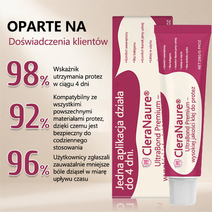 🔥CleraNaure® UltraBond Premium Klej do protez dentystycznych 🔥 Klinicznie udowodniona przyczepność na 4 dni dla bezpiecznego, komfortowego i bezpiecznego klejenia protez bez cynku 🦷