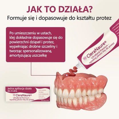 🔥CleraNaure® UltraBond Premium Klej do protez dentystycznych 🔥 Klinicznie udowodniona przyczepność na 4 dni dla bezpiecznego, komfortowego i bezpiecznego klejenia protez bez cynku 🦷
